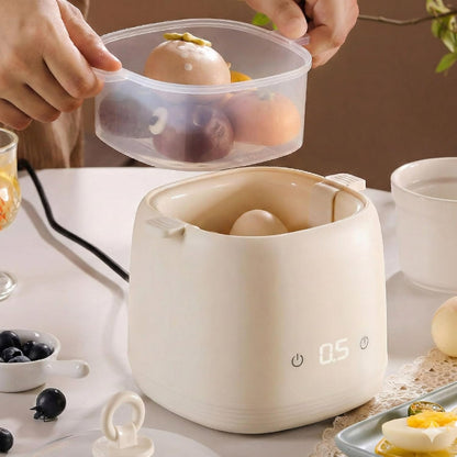 Electric Egg Cooker with Steamer, Dual Layer Multi-Function Egg Boiler and Food Steamer, Beige
