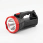Portable LED Searchlight, Rechargeable High-Intensity Flashlight with Handle, Black and Red, Emergency Camping Work Light