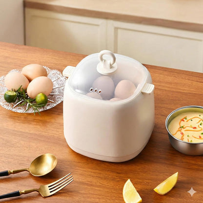 Smart Egg Cooker with Water-Insulated Technology, Compact Electric Egg Steamer, Beige, 1 Litre Capacity, Automatic Shutoff