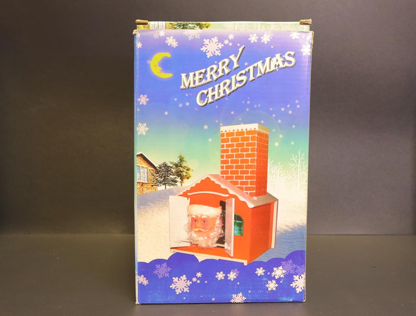 Musical Christmas Santa in Chimney Decoration, Battery Operated, Red Brick House Design, 22 x 13 cm, Moving Up and Down Motion with Holiday Music